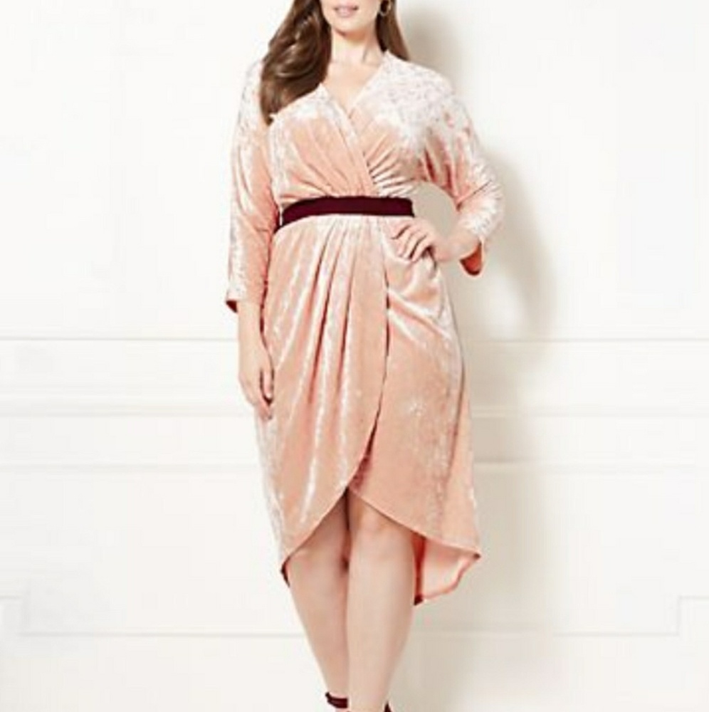EVA MENDEZ Velvety Faux Wrap Medium Dress Event Party